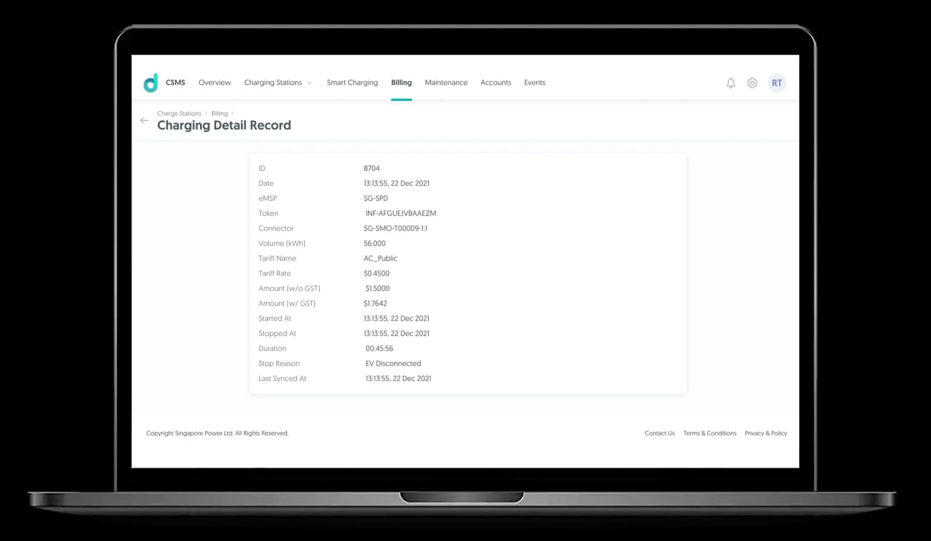 charging details dashboards