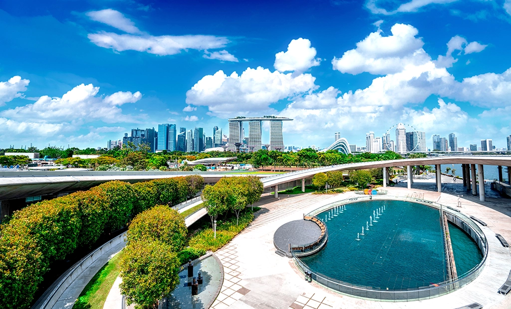 cityscape view singapore marina barrage park