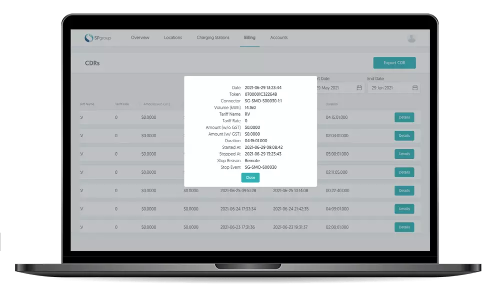 charging details dashboards